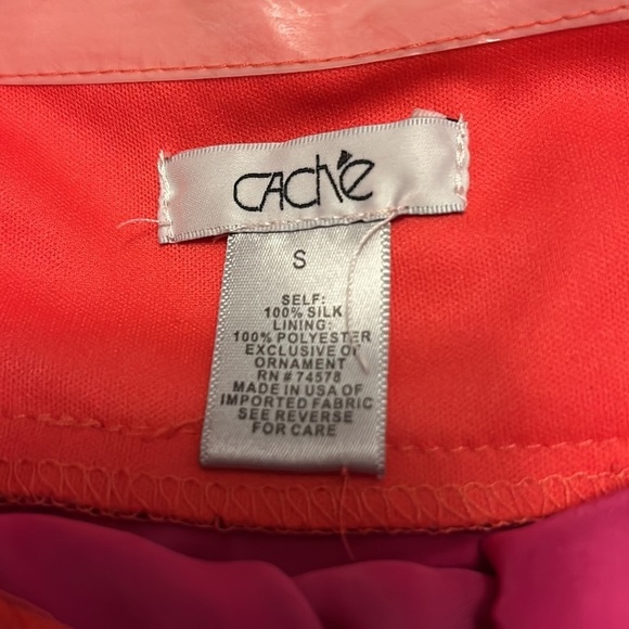 Cache 100% silk halter top with rhinestones and padding, hot pink and orange - Picture 11 of 13